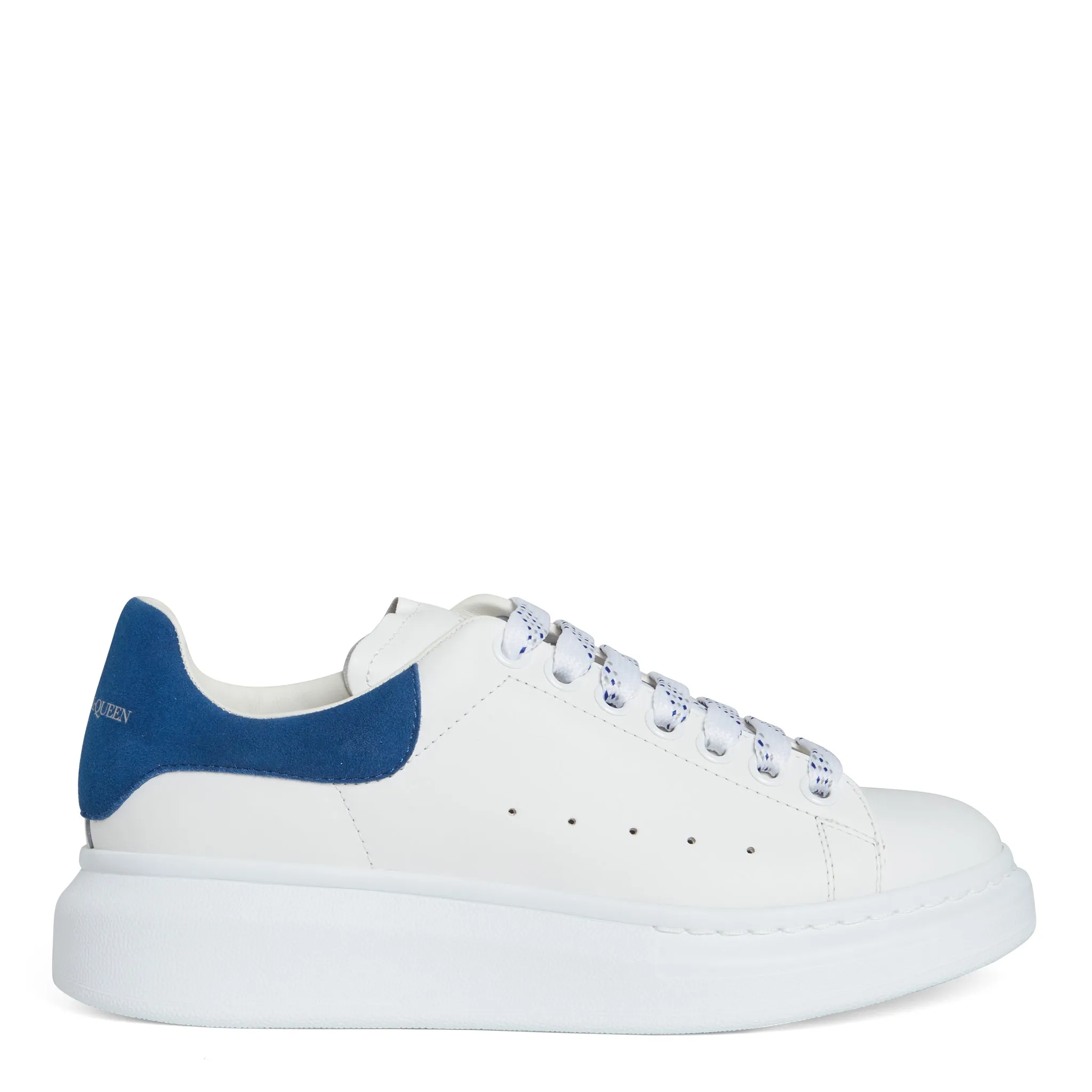 ALEXANDER MCQUEEN  Sneakers oversize in pelle bianca e blu