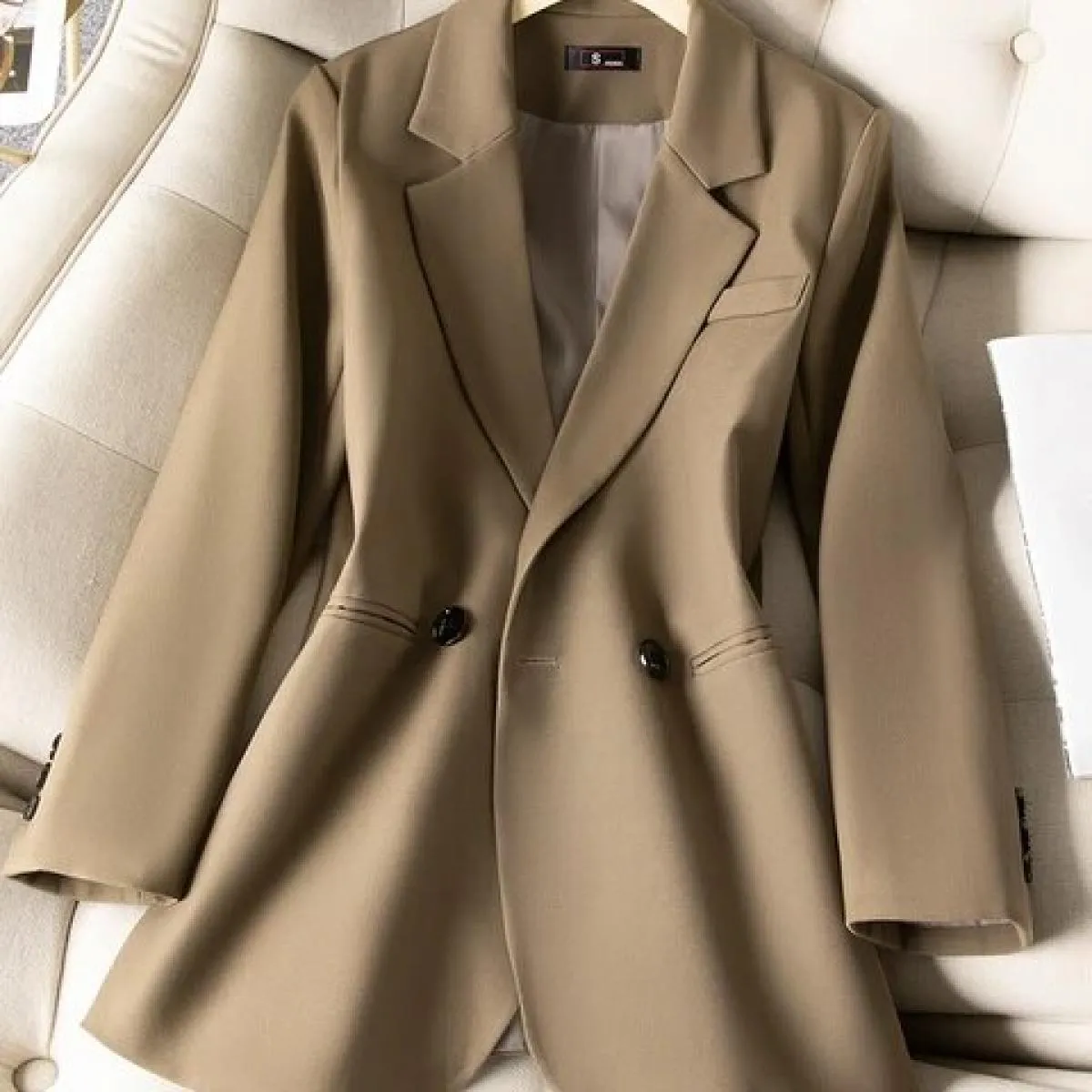 Blazer da donna da donna autunno inverno nuovo arrivo rosa caffè nero giacca da cappotto casual solida manica lunga femminile