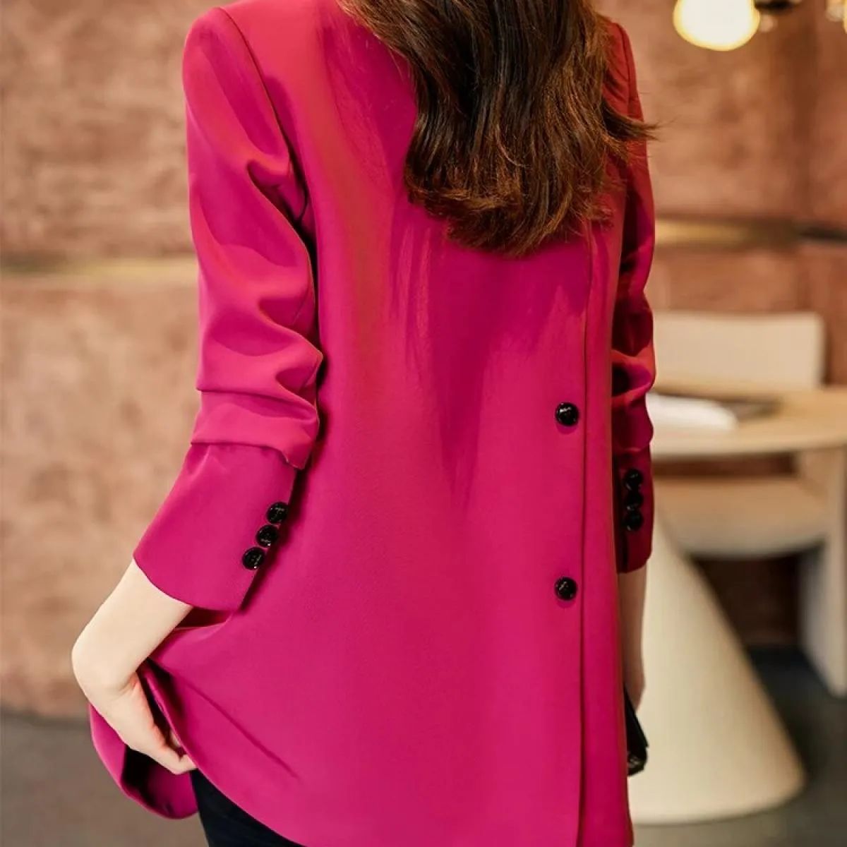 Blazer da donna da donna autunno inverno nuovo arrivo rosa caffè nero giacca da cappotto casual solida manica lunga femminile