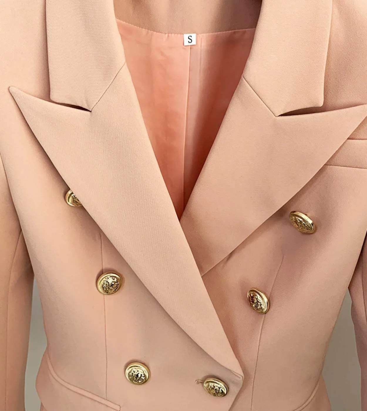 Blazer rosa nudo Donna Nuove giacche femminili Cappotto Bottoni doppiopetto in metallo alla moda Blazer da donna da lavoro slim