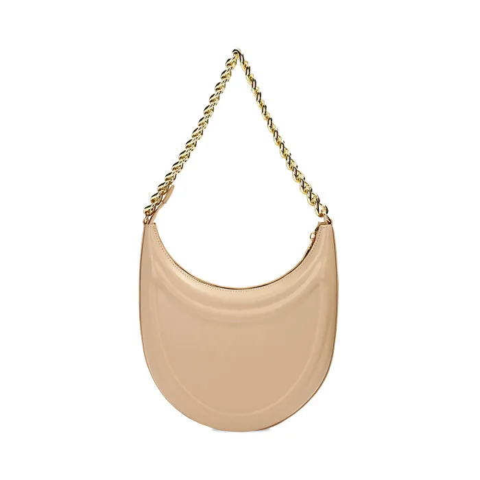 Borsa a spalla beige mezzaluna