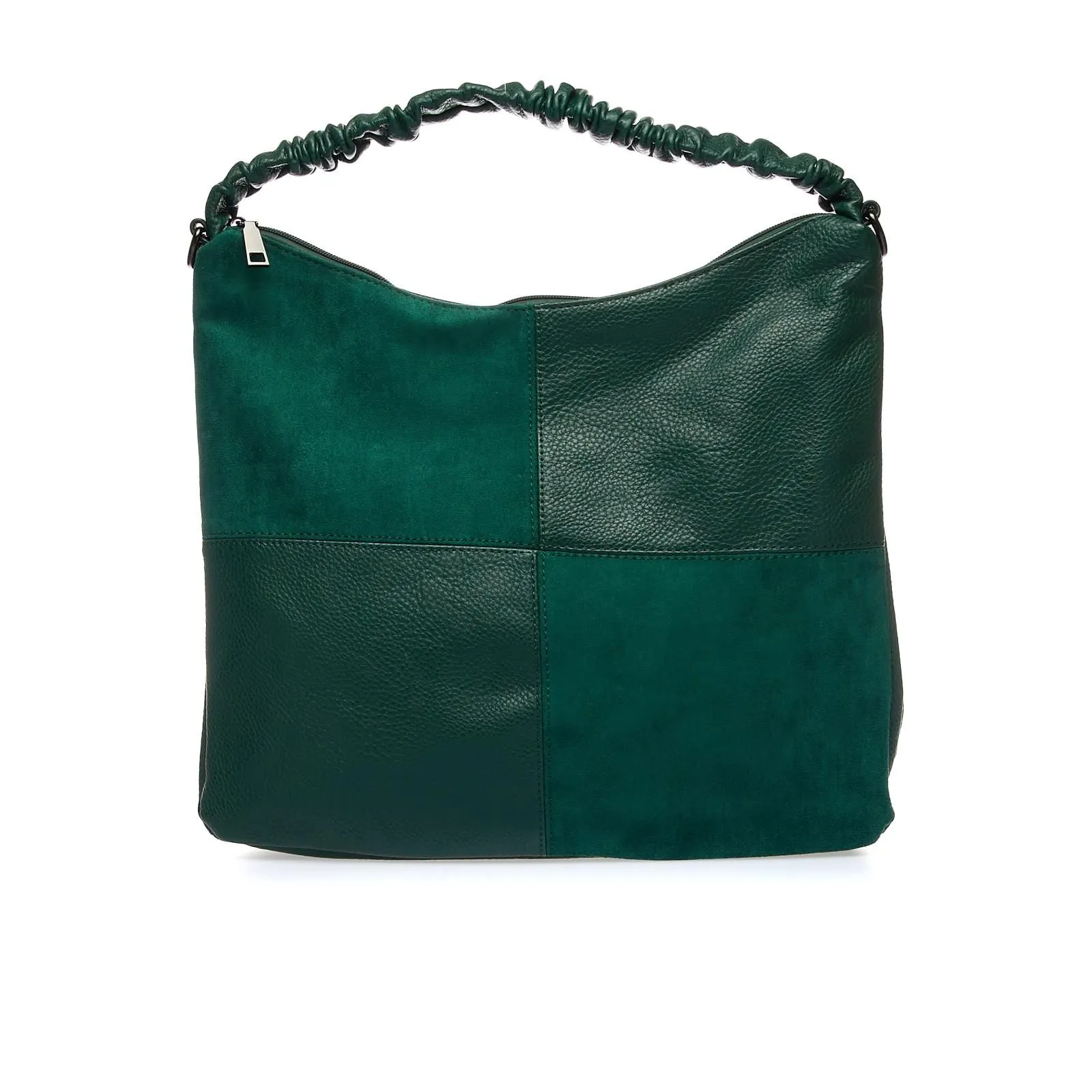 Borsa a spalla verde con dettaglio patch