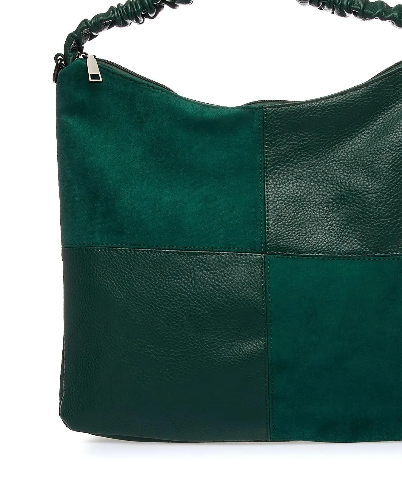 Borsa a spalla verde con dettaglio patch