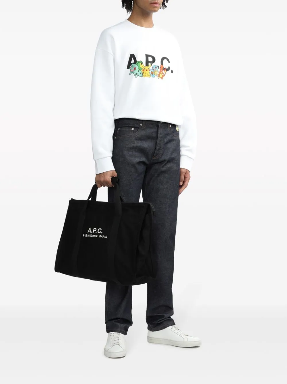 Borsa tote con logo APC in nero - uomo