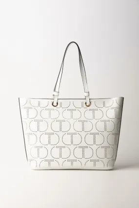 Borsa Tote con logo traforato BIANCO OTTICO