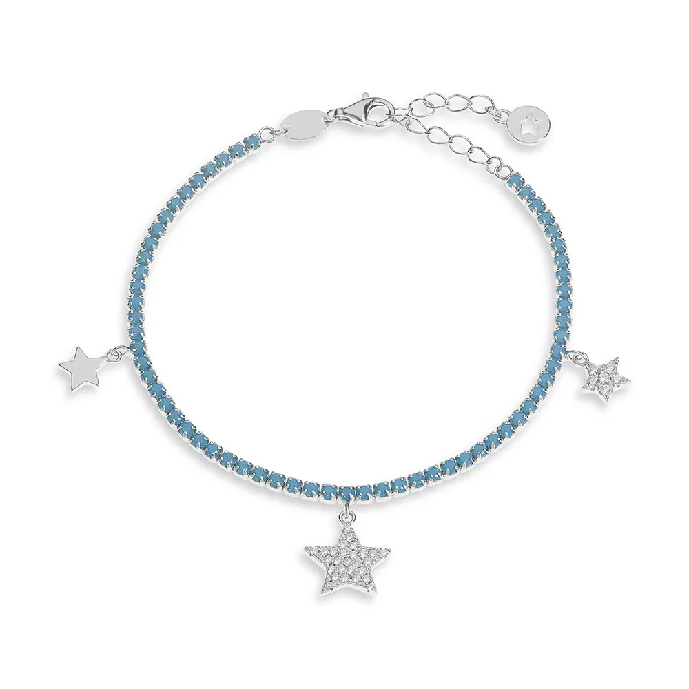 Bracciale Tennis Azzurro Argento Comete