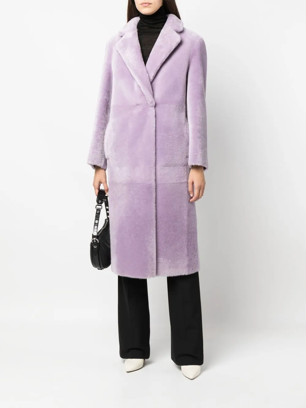 Cappotto in shearling viola-donna