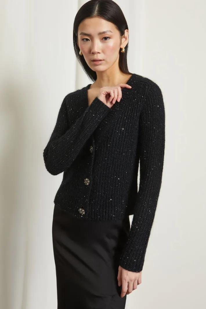 Cardigan con bottoni gioiello