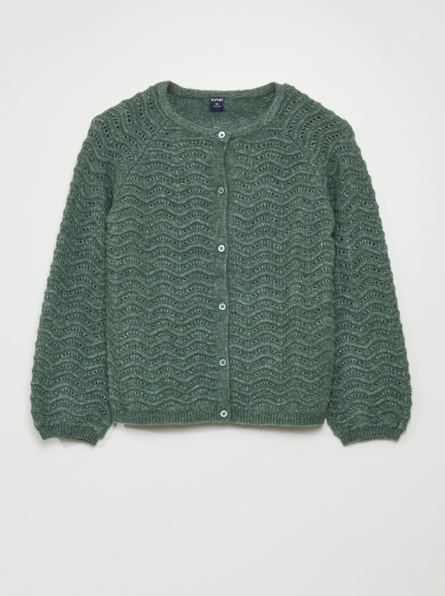 Cardigan in maglia traforata - VERDE