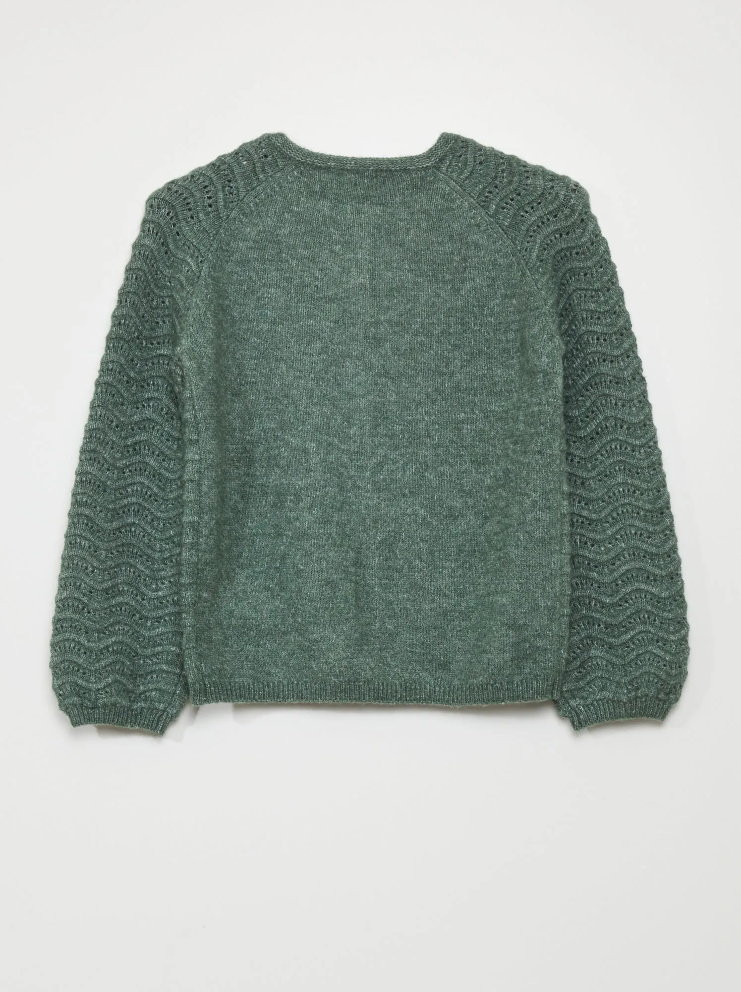 Cardigan in maglia traforata - VERDE