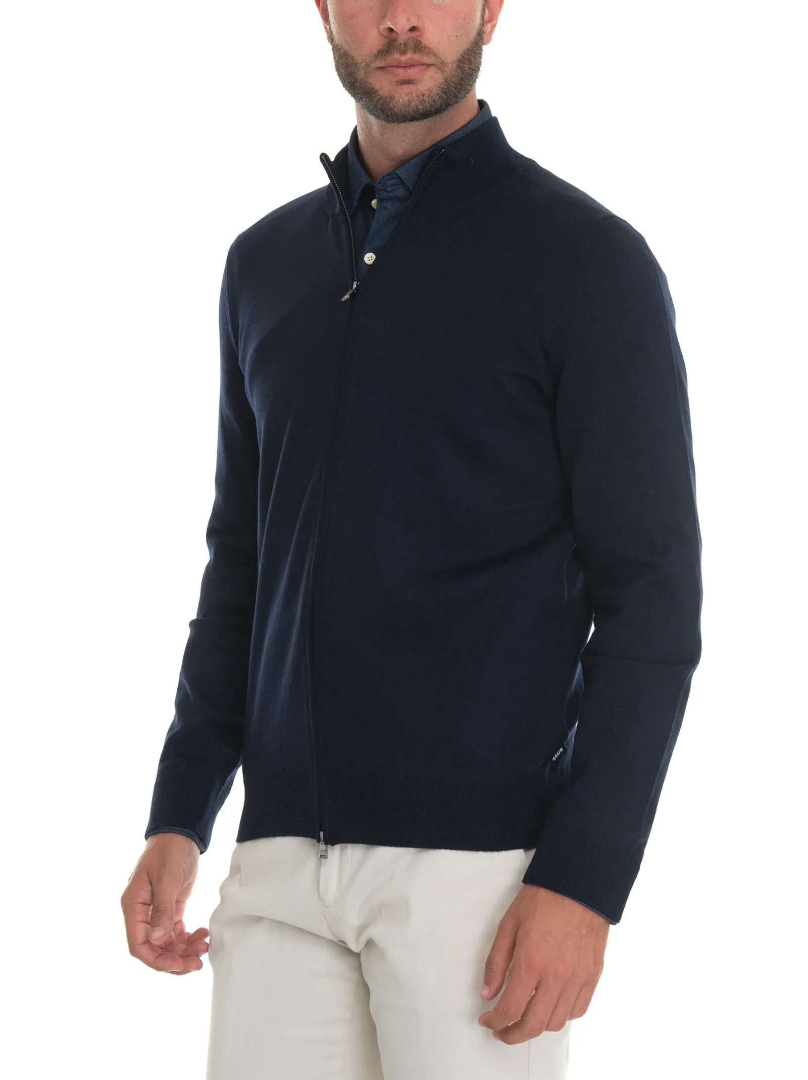 Cardigan zip con doppio cursore Blu BOSS Uomo