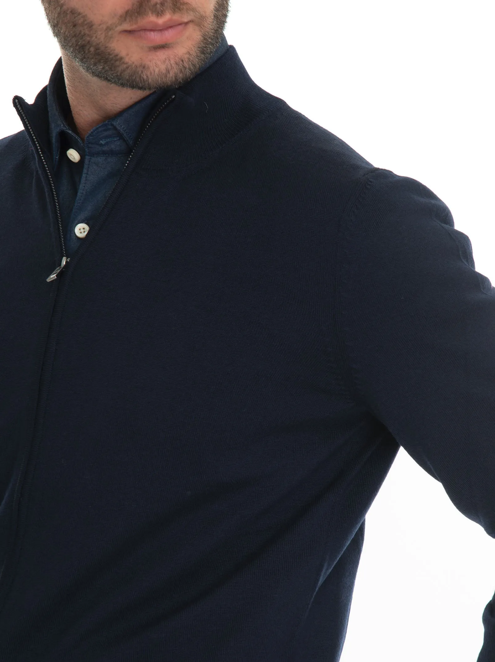 Cardigan zip con doppio cursore Blu BOSS Uomo