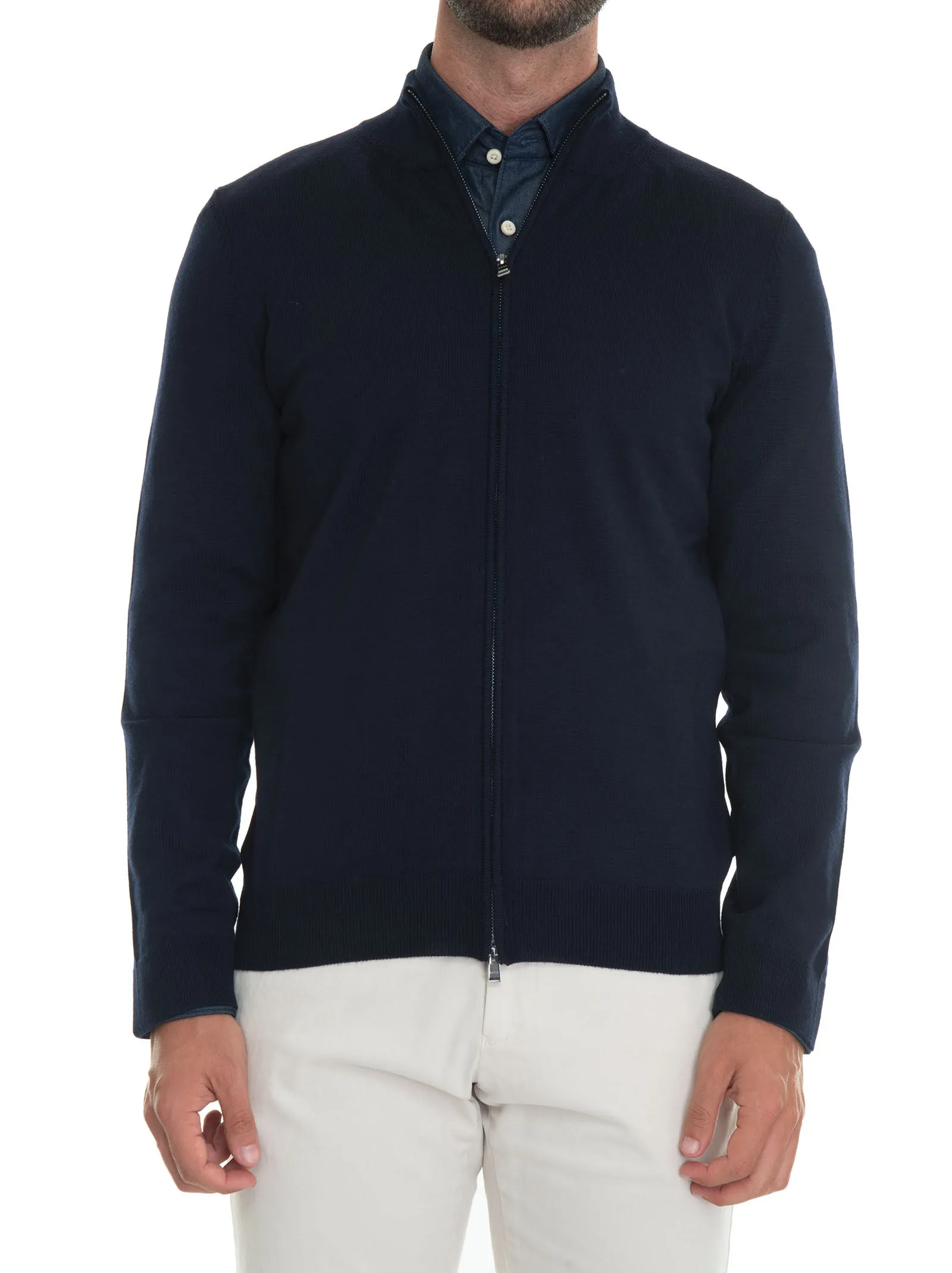 Cardigan zip con doppio cursore Blu BOSS Uomo