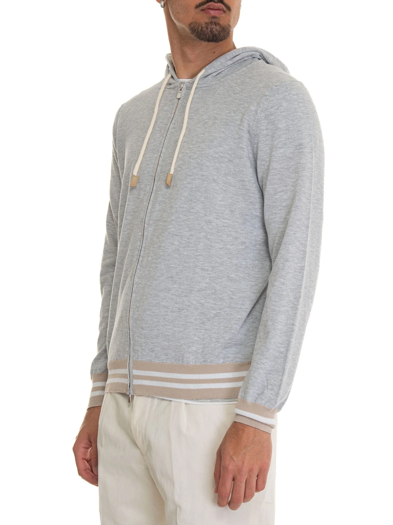 Cardigan zip con doppio cursore Grigio chiaro Gran Sasso Uomo