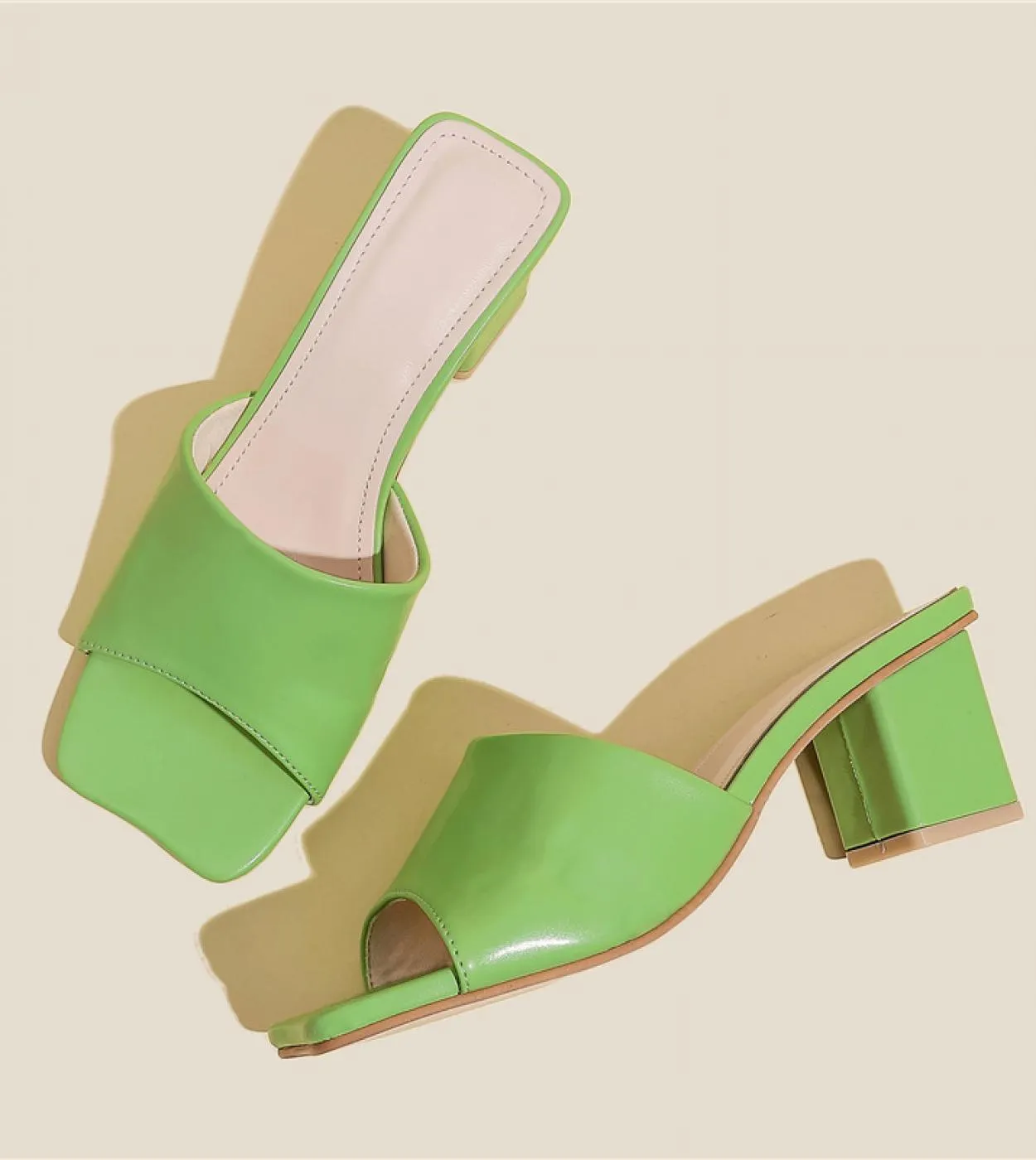 Ciabatte con tacco largo Scarpe da donna Ciabatte verdi Scarpe da donna con tacco a pantofola verde Lusso