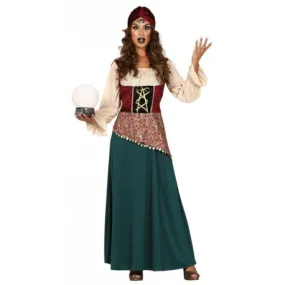 COSTUME CARNEVALE/HALLOWEEN ZINGARA CHIROMANTE GITANA VESTITO E CAPPELLO TG.M PER TRAVESTIMENTI E SCENE VARIE NO ACCESS.