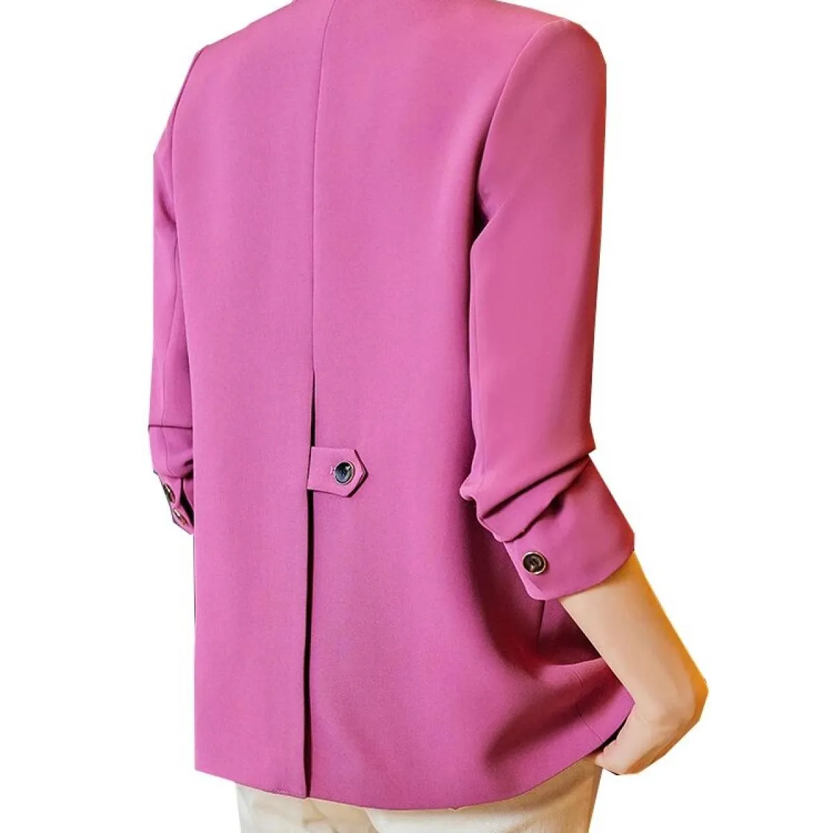 Giacca da donna alla moda Giacca da donna Rosa caffè Nero Cappotto dritto monopetto a maniche lunghe femminile per l'autunno inv