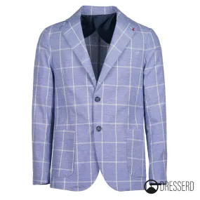 Giacca Uomo Monopetto Lino Fantasia Quadri Semi Slim Fit in cotone Leggero Giacche Dresserd