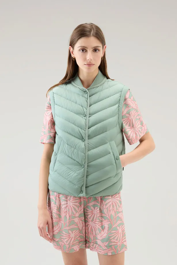 Gilet in microfibra con trapuntatura chevron                                                                                    