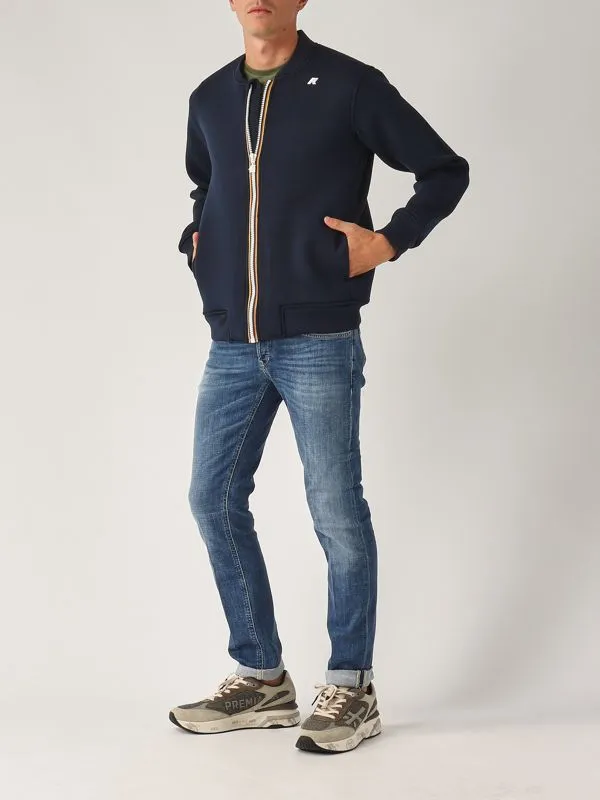 K-WAY  Felpa uomo K-Way Abel Spacer in scuba leggero Navy