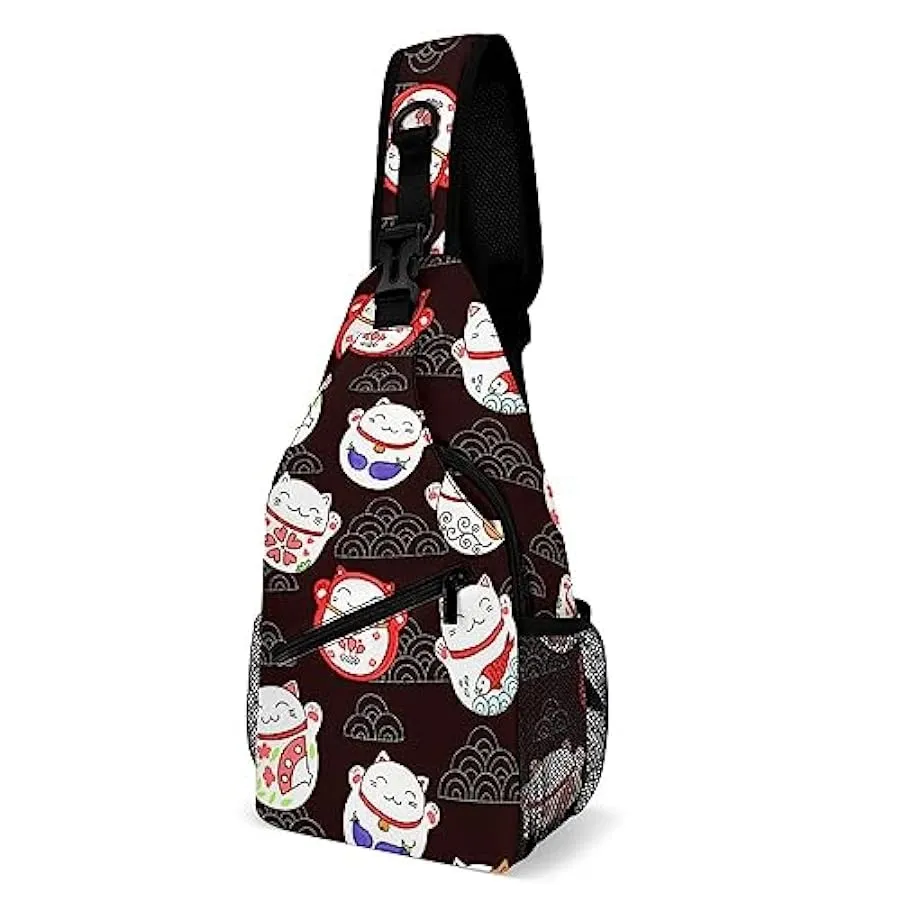 KWQDOZF Gatti Maneki neko Portafortuna Gatti Maneki neko Portafortuna Zaino a tracolla Borsa al petto Borsa a tracolla a tracoll