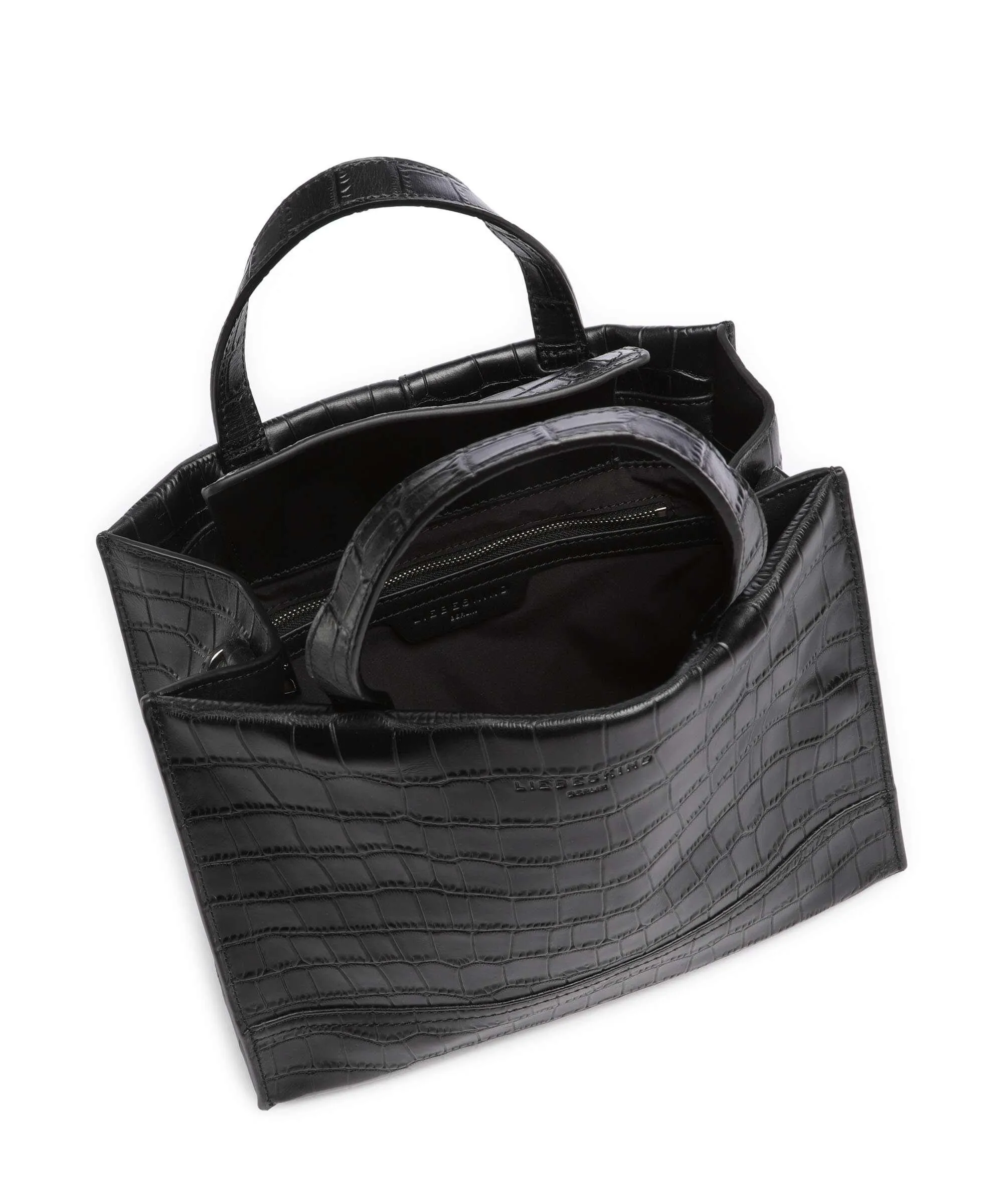  Liebeskind Lou 2 New Croco M Borsa a mano pelle in rilievo nero  