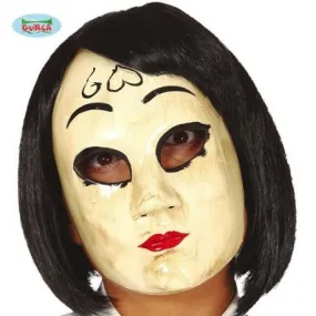 MASCHERA DONNA LOVE IN PVC PER TRAVESTIMENTI HALLOWEEN CARNEVALE SCENE E SPETTACOLI A TEMA LADY KILLER CUORE VISO HORROR