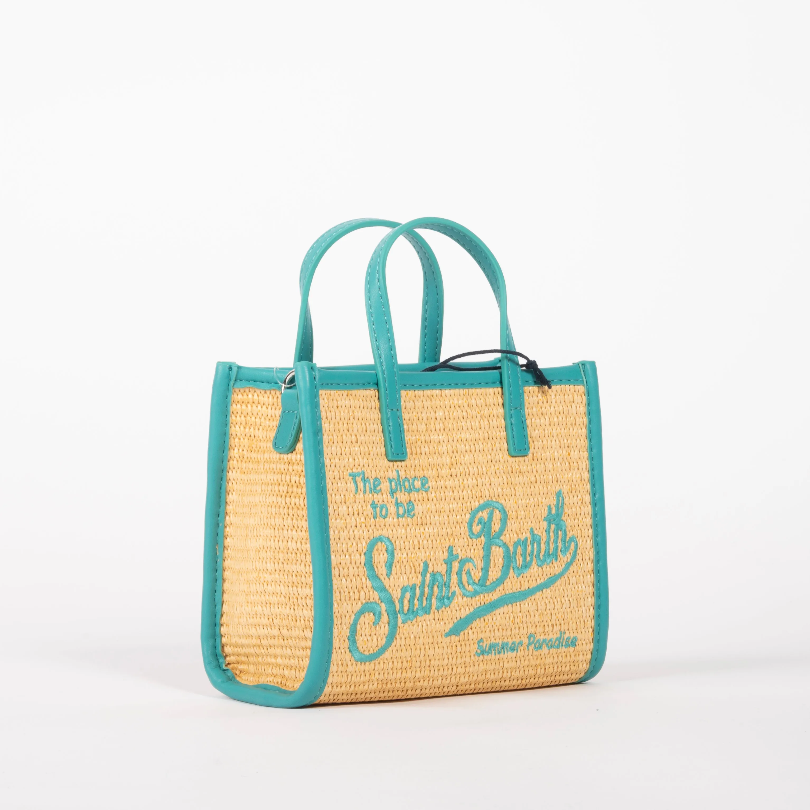 Mc2 Saint Barth borsa vivian mini raffia turchese