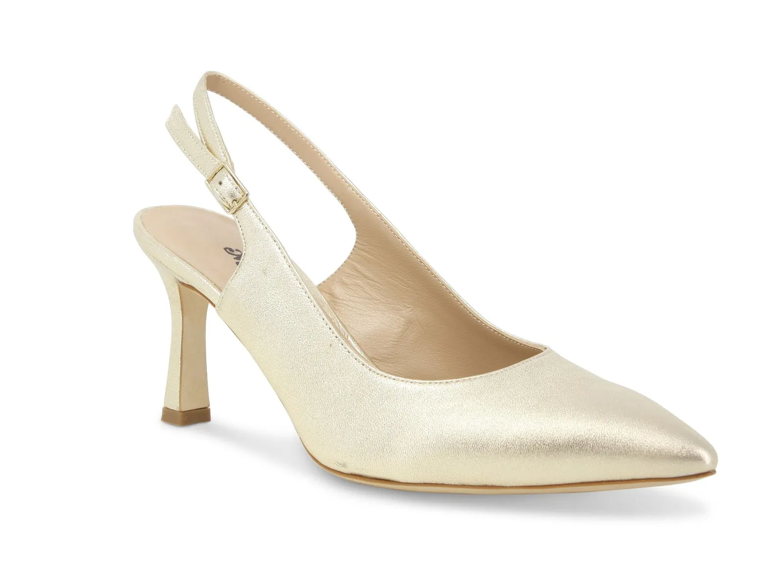 Melluso décolleté slingback in pelle metallizzata