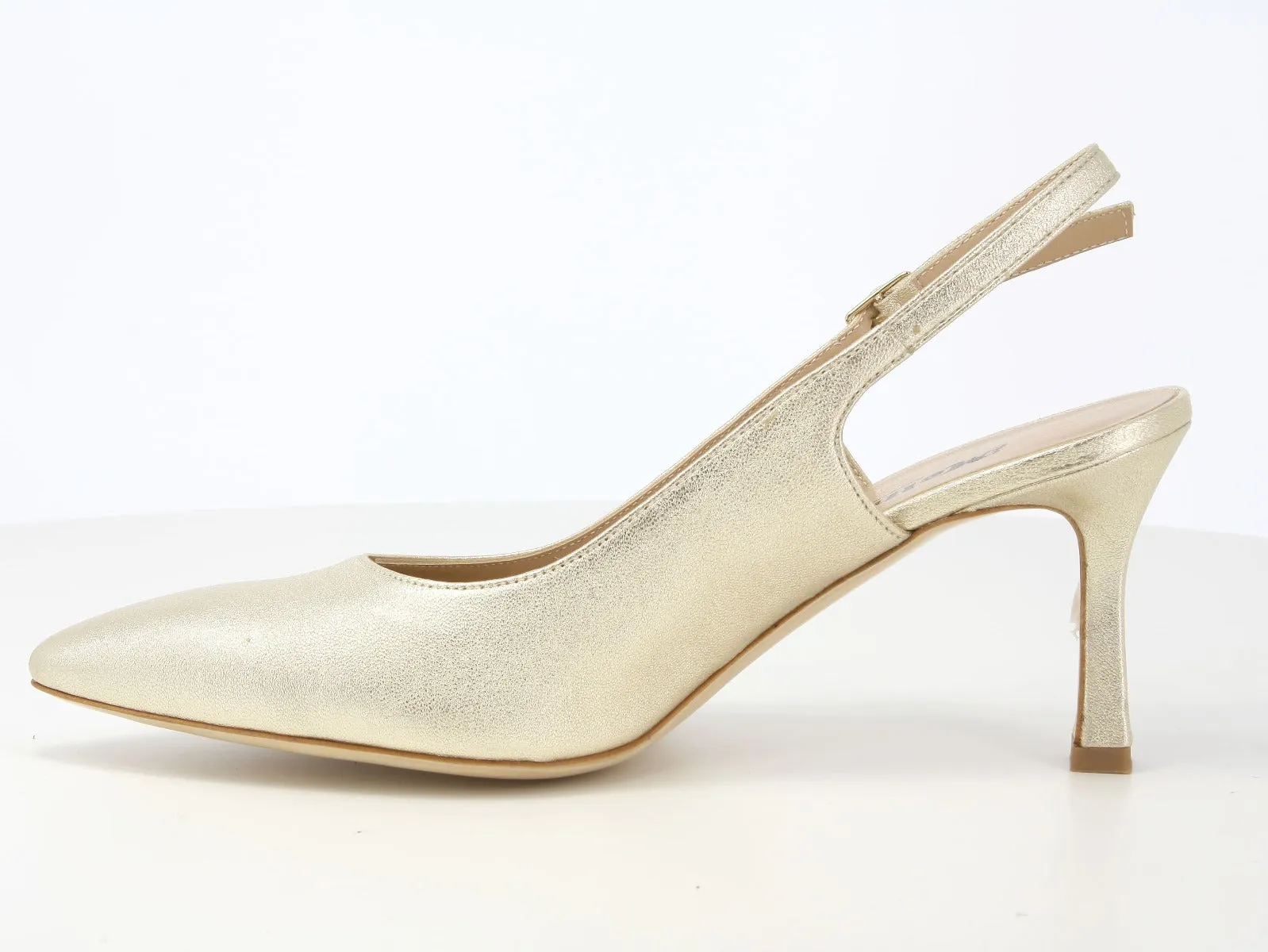 Melluso décolleté slingback in pelle metallizzata