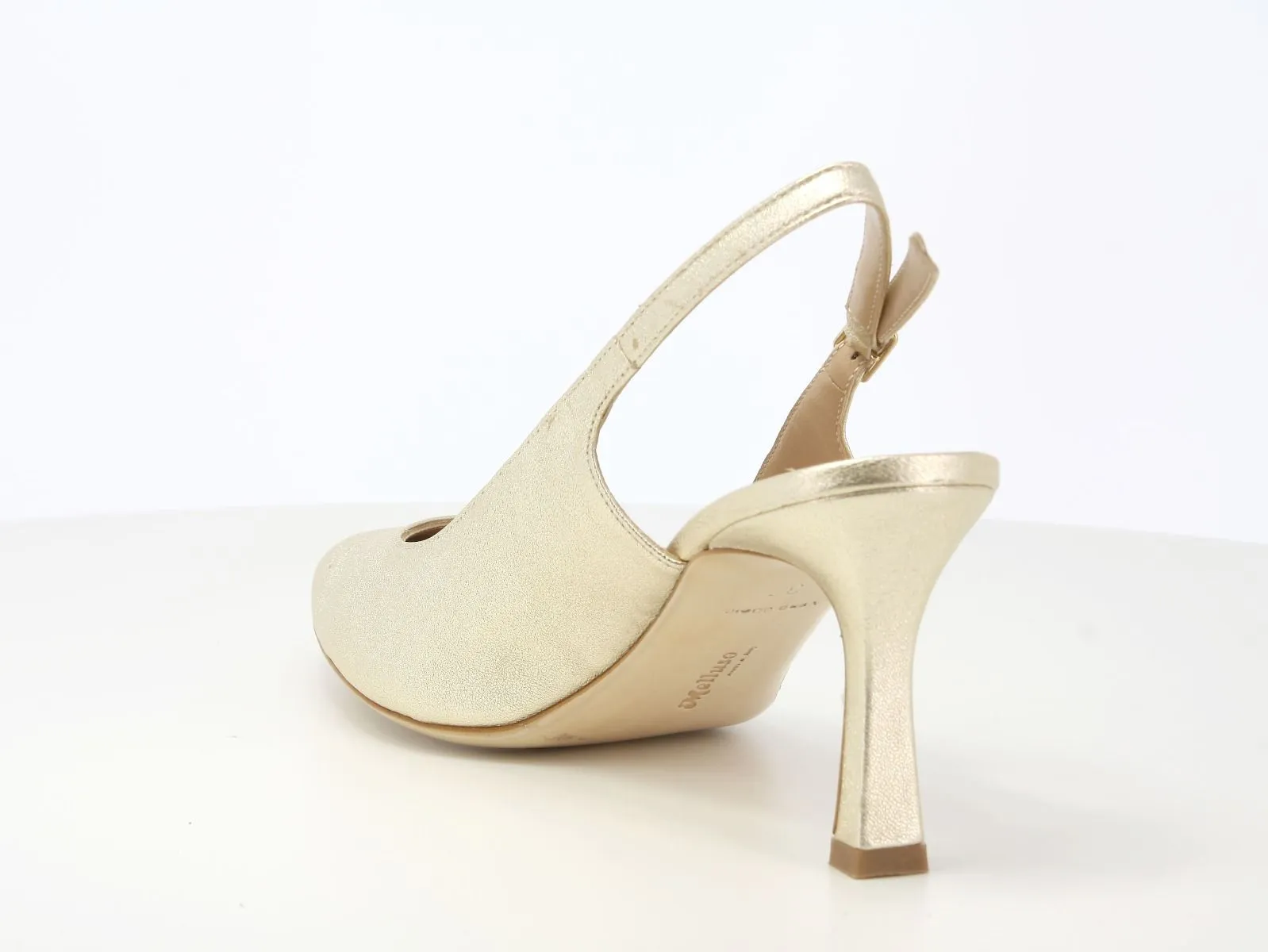 Melluso décolleté slingback in pelle metallizzata