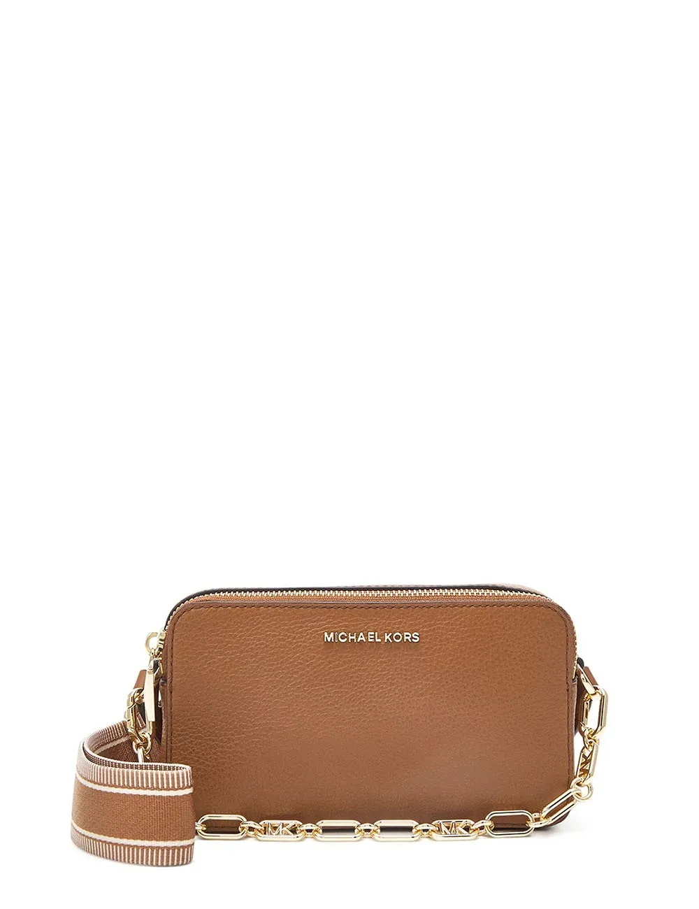 Michael Kors     Borsa a tracolla Camera Jet Set piccola in pelle martellata con doppia zip Luggage