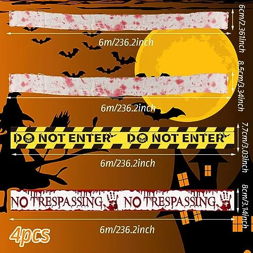 Nastro di Avvertenza Halloween*6pcs, ACTOYS 24m Garza Insanguinata di Halloween, Nastro di Avvertimento di Halloween, Nastro di 