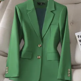 Nero Cachi Rosso Verde Autunno Inverno Blazer Giacca da donna da donna manica lunga monopetto da lavoro femminile da lavoro