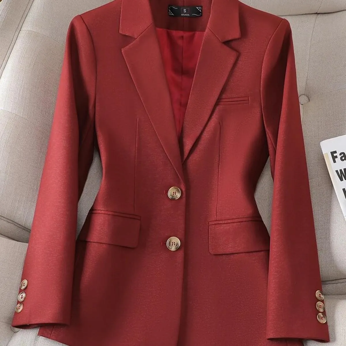 Nero Cachi Rosso Verde Autunno Inverno Blazer Giacca da donna da donna manica lunga monopetto da lavoro femminile da lavoro