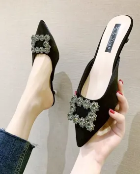 Nuove scarpe a punta arancioni da donna Scarpe da sposa con strass in cristallo Décolleté con tacco a spillo Sandali con tacco a