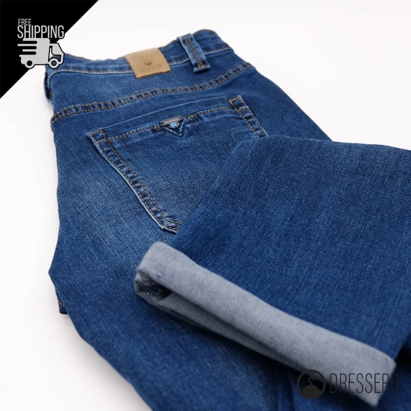 Pantalone Uomo Jeans Lungo Dresserd Semi Slim Fit Modello elasticizzato Pantaloni Lunghi