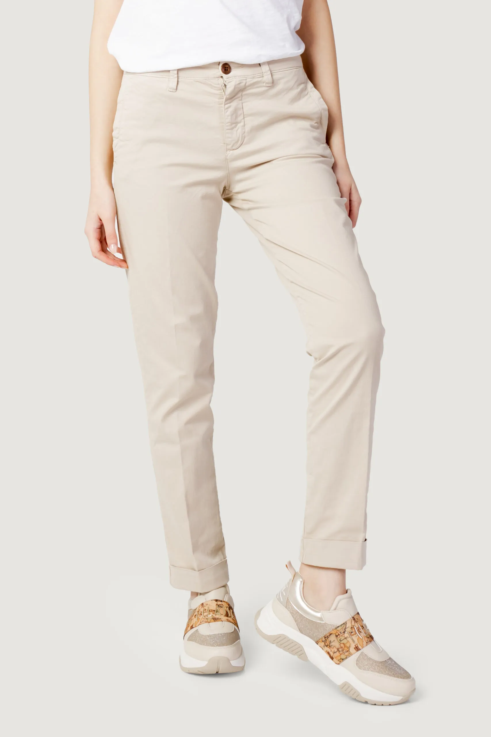 Pantaloni a sigaretta Blauer. tinta unita Beige