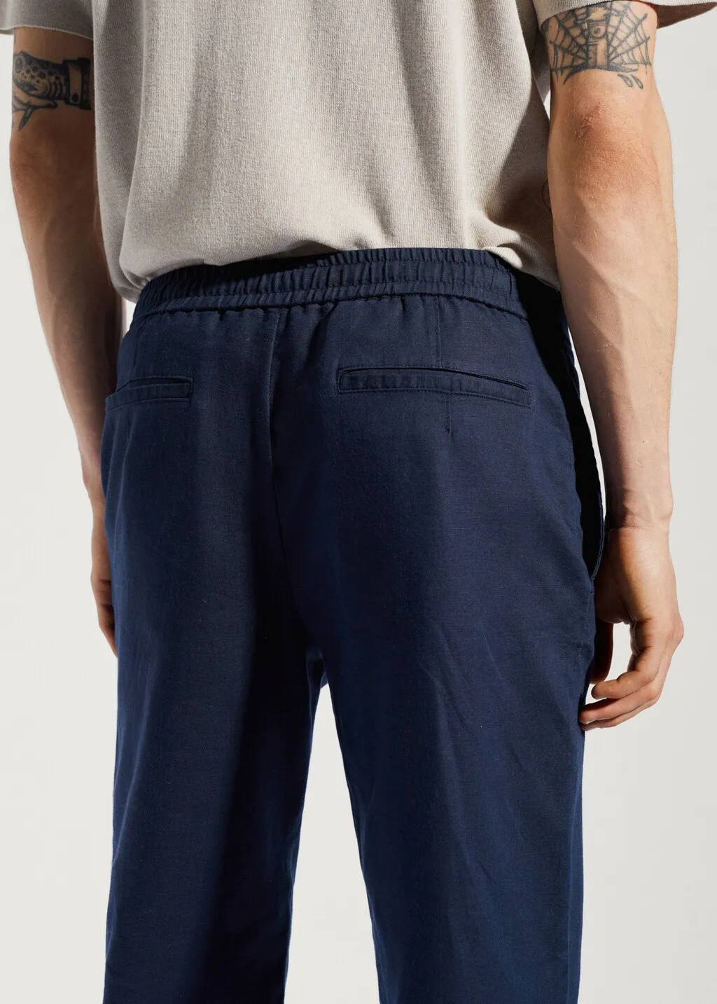 Pantaloni slim fit lino laccio