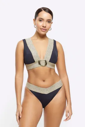 River Island - Top bikini con fibbia elasticizzata