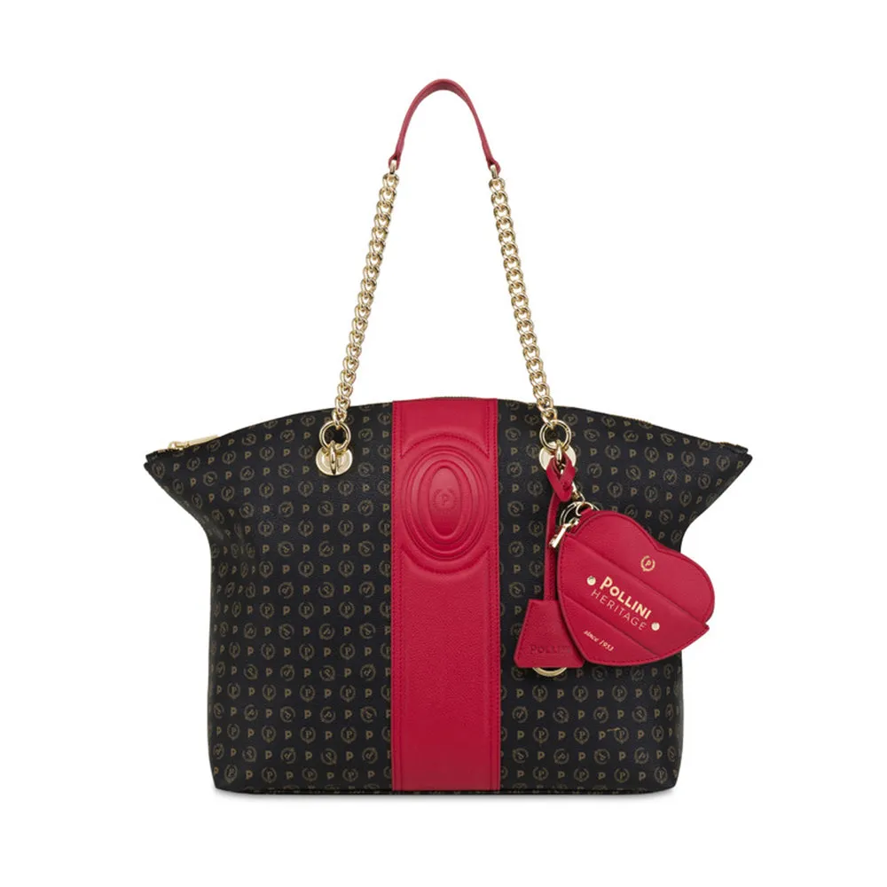 Shopping Bag POLLINI Linea Heritage 70th Anniversary Nero e Rosso