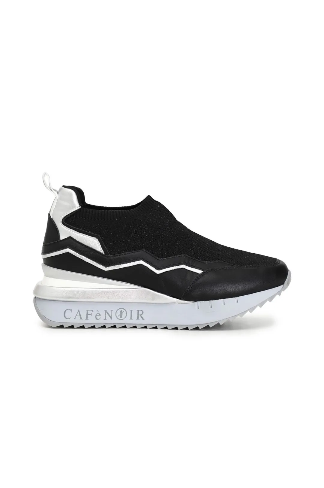 sneakers slip on in tessuto lurex e pelle nero