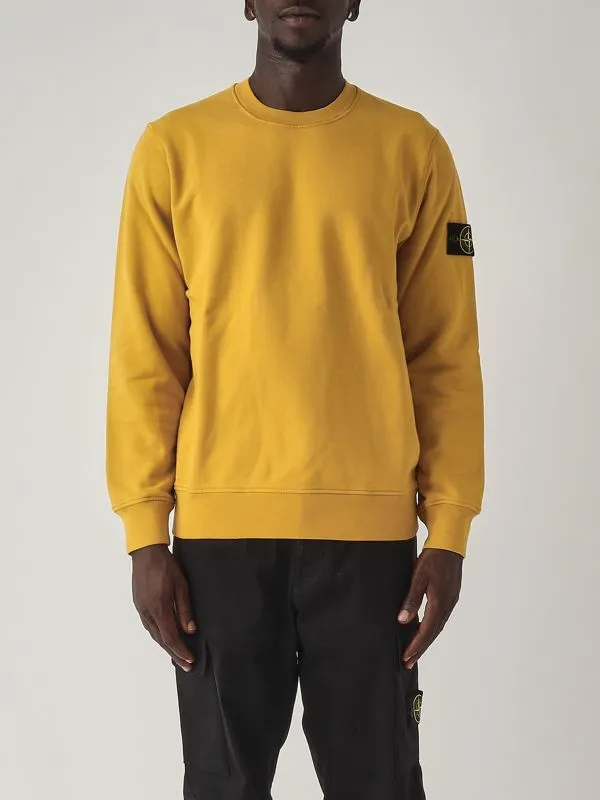 STONE ISLAND  Felpa uomo Stone Island girocollo in pile di cotone Giallo