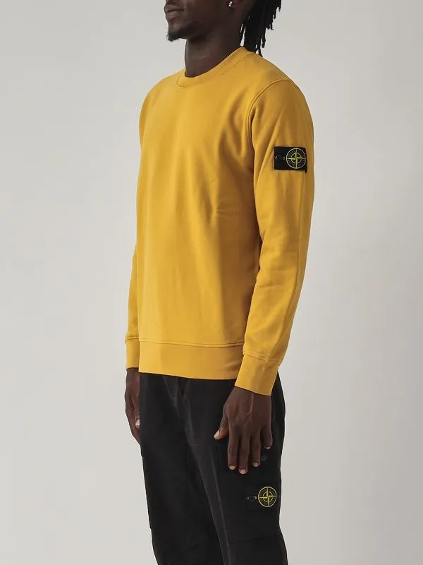 STONE ISLAND  Felpa uomo Stone Island girocollo in pile di cotone Giallo