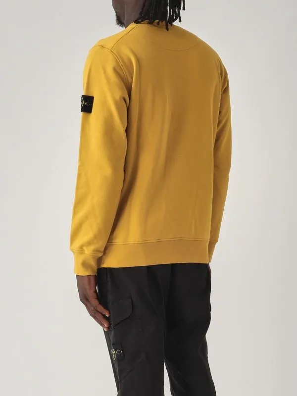 STONE ISLAND  Felpa uomo Stone Island girocollo in pile di cotone Giallo