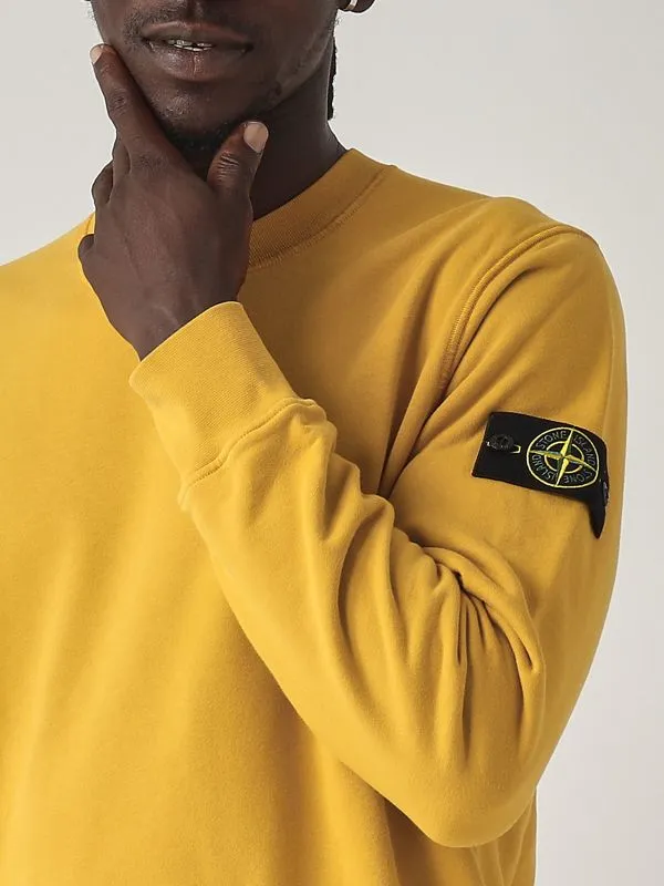 STONE ISLAND  Felpa uomo Stone Island girocollo in pile di cotone Giallo