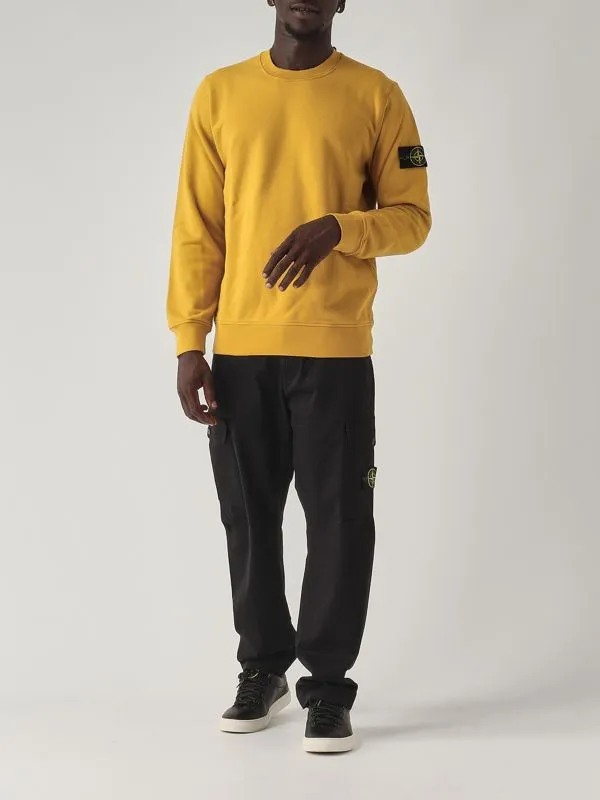 STONE ISLAND  Felpa uomo Stone Island girocollo in pile di cotone Giallo