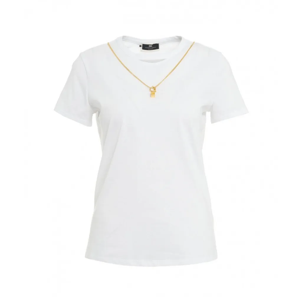 T-shirt con collana logata bianco