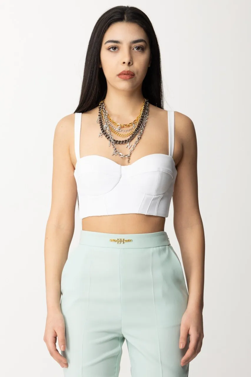 Top bustier con collana Avorio